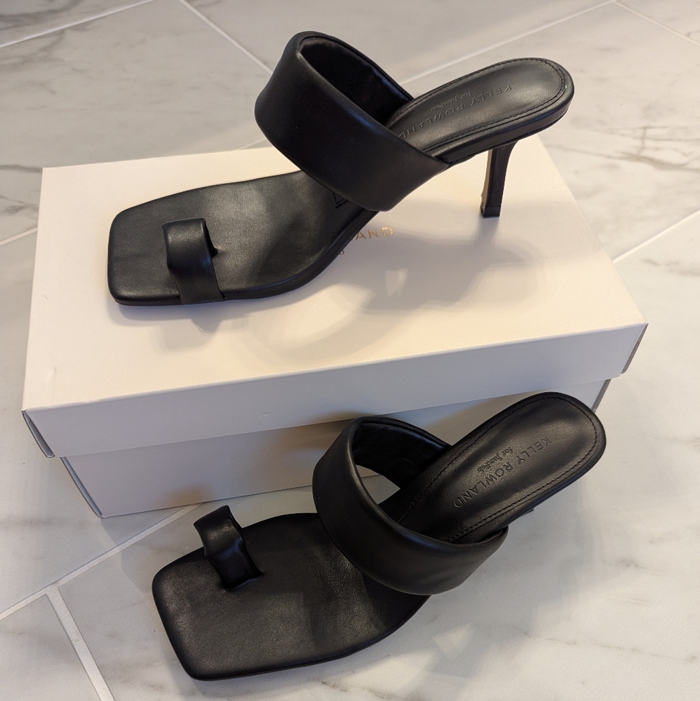 JustFab Black Heeled Mules